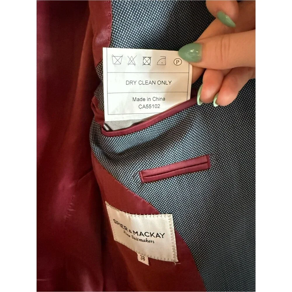 Spier &‎ Mackay Suit Jacket 38 Slim Blue Contemporary Blazer